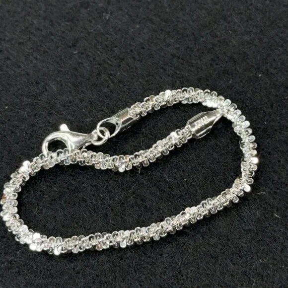 Italian Sterling Silver Bracelet Twisted Textured 7.2g Lobster Closure 6-3/4" - Picture 3 of 8